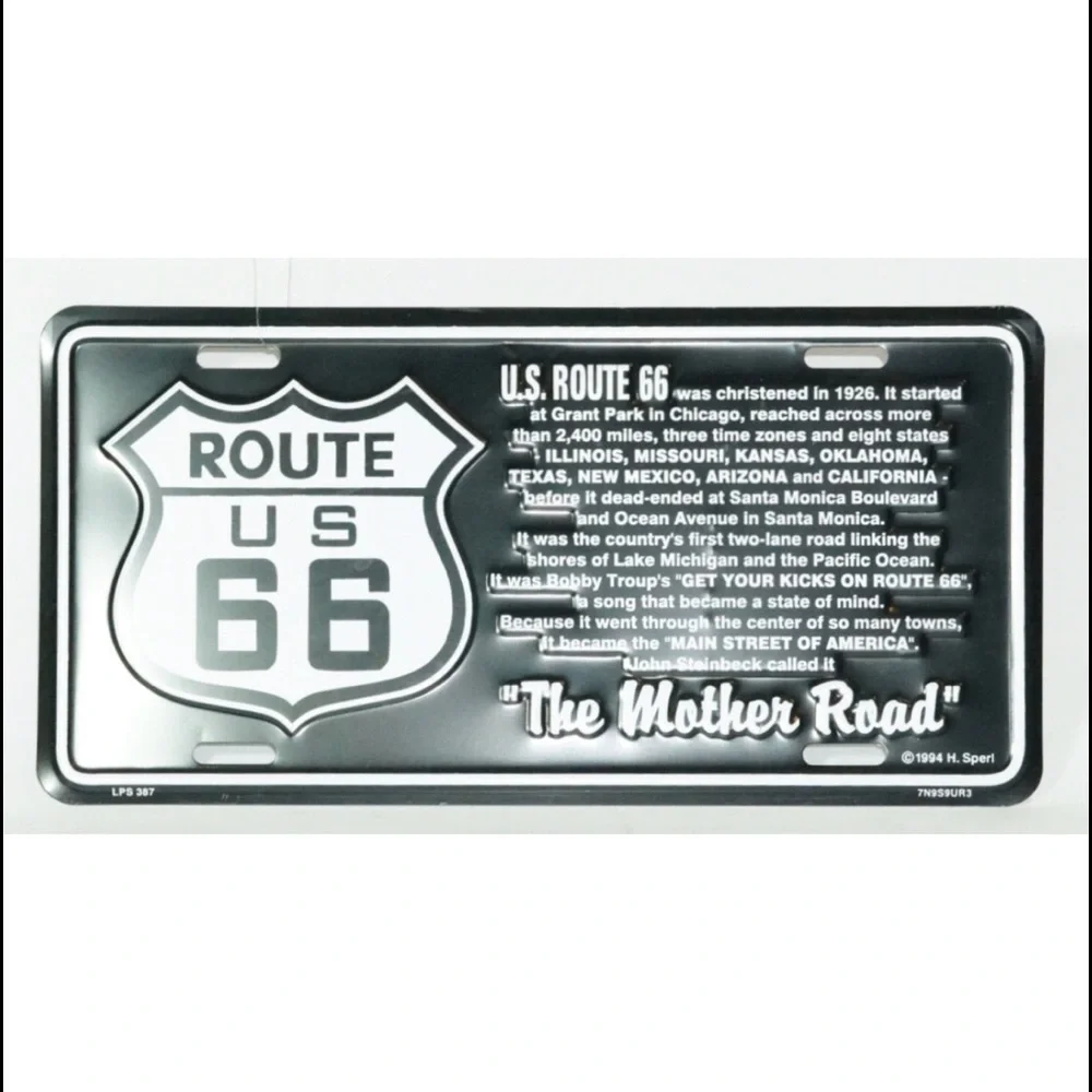 Route 66 Black Metal License Plate Wall Art